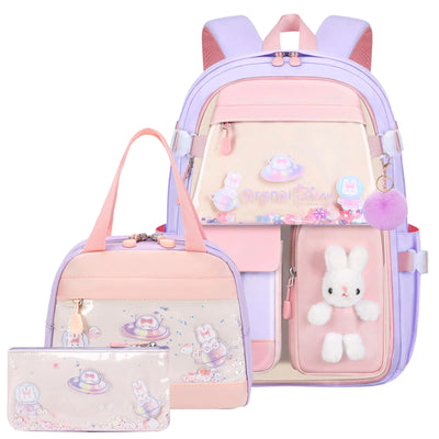 3pcs Girls Backpack With Lunch Box & Pencil Case
