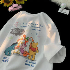 Kawaii Disney Pooh Bear Cotton Short Sleeve T-Shirt