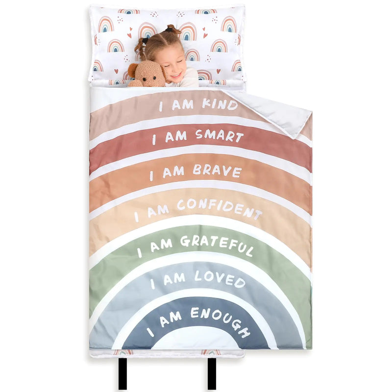 Nap Mat with Pillow and Blanket Colorful Rainbow