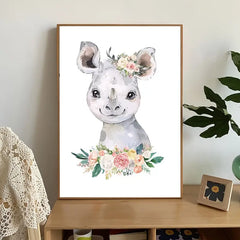 Cute Animal Flower Wall Art Posters 12x8inch