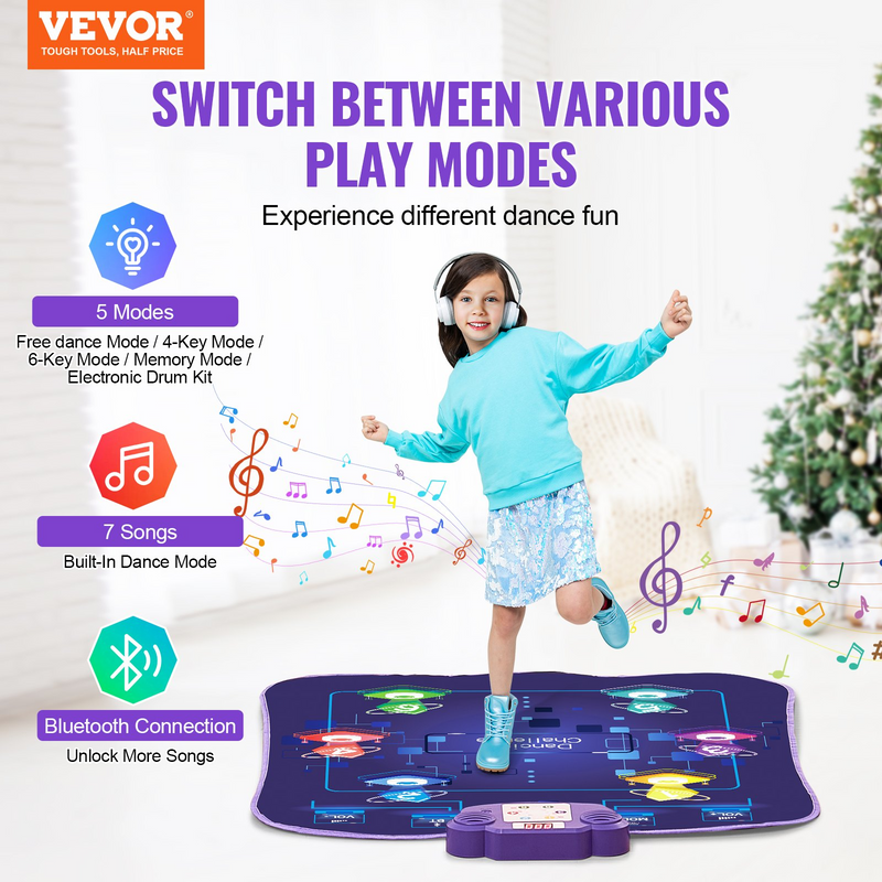 VEVOR Dance Mat for Kids Dance Pad Toy with Wireless Bluetooth