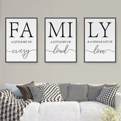 3pcs Love & Family Inspirational Wall Art Canvas Print