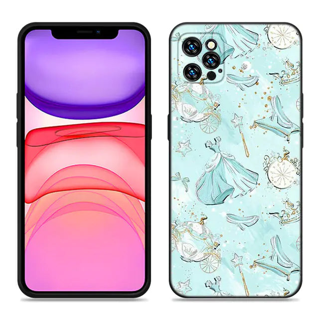 Disney Cinderella Black Silicone Phone Case for iPhone
