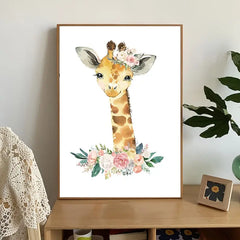 Cute Animal Flower Wall Art Posters 12x8inch