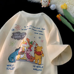 Kawaii Disney Pooh Bear Cotton Short Sleeve T-Shirt