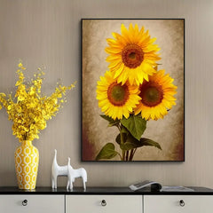 Sunflower Canvas Painting - Modern Floral Wall Art
