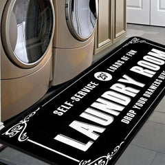 Black-2 Farmhouse Laundry Room Rug Non-Slip Floor Mat