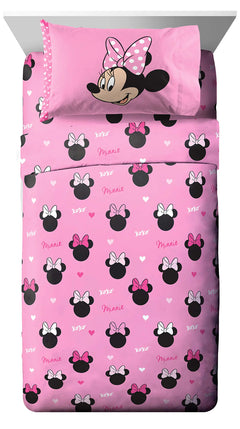 Disney Minnie Mouse Hearts N Love Twin Sheet Set - 3 Piece Set