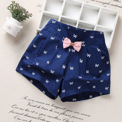 Summer Girls' Bowtie Casual Shorts (Kids' Clothing)