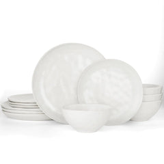 Dinnerware Sets for 4 Ocean Round 12-Piece -Matte White