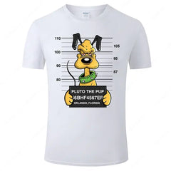 Disney Cotton Men's T-Shirt with Funny Pluto Dog Design
