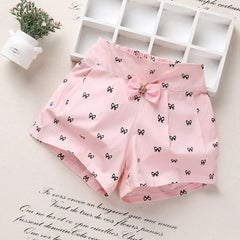 Summer Girls' Bowtie Casual Shorts (Kids' Clothing)