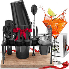 Bar Set Cocktail Shaker Set Bartender Kit 17 Piece Black