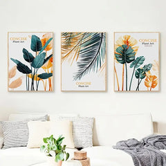 3-Piece Modern Minimalist Tropical Plant Wall Art