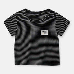 Boys and Girls Stripe Short Sleeve T-shirt Kids Clothing