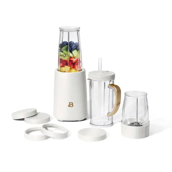 Drew Barrymore Beautiful Personal Blender Set with 12 Pieces 240 W (White Icing)