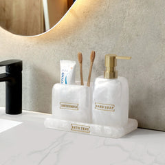 Bathroom Accessories White Pearl Countertop Accessory Set