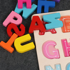 Montessori Wooden Puzzle 3D Alphabet Letters Number Matching Game Baby Kids Toys Education Learning Toy for Children 2 to 4 Year