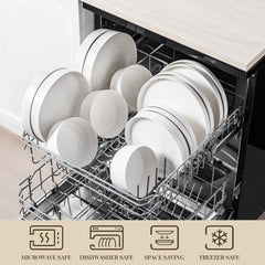 MALACASA Dinner Plates Sets Black Rim