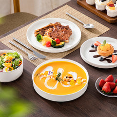 MALACASA Dinner Plates Sets Black Rim