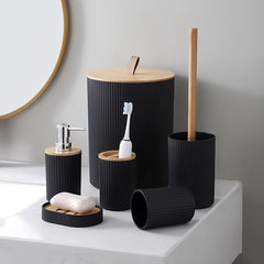 6 Piece Bathroom Set With Trash Can