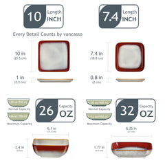 Vancasso Red Square Kiln Change Glaze Tableware Set