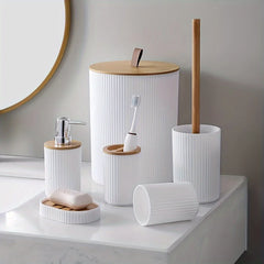 6 Piece Bathroom Set With Trash Can