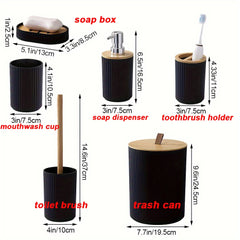6 Piece Bathroom Set With Trash Can