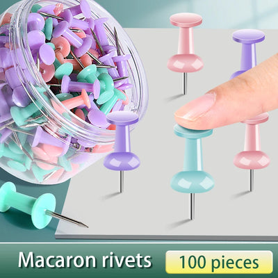 100Pcs Pink/Green/Purple Mixed Push Pins