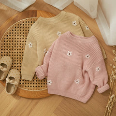 Flower Knit Pullover Sweater