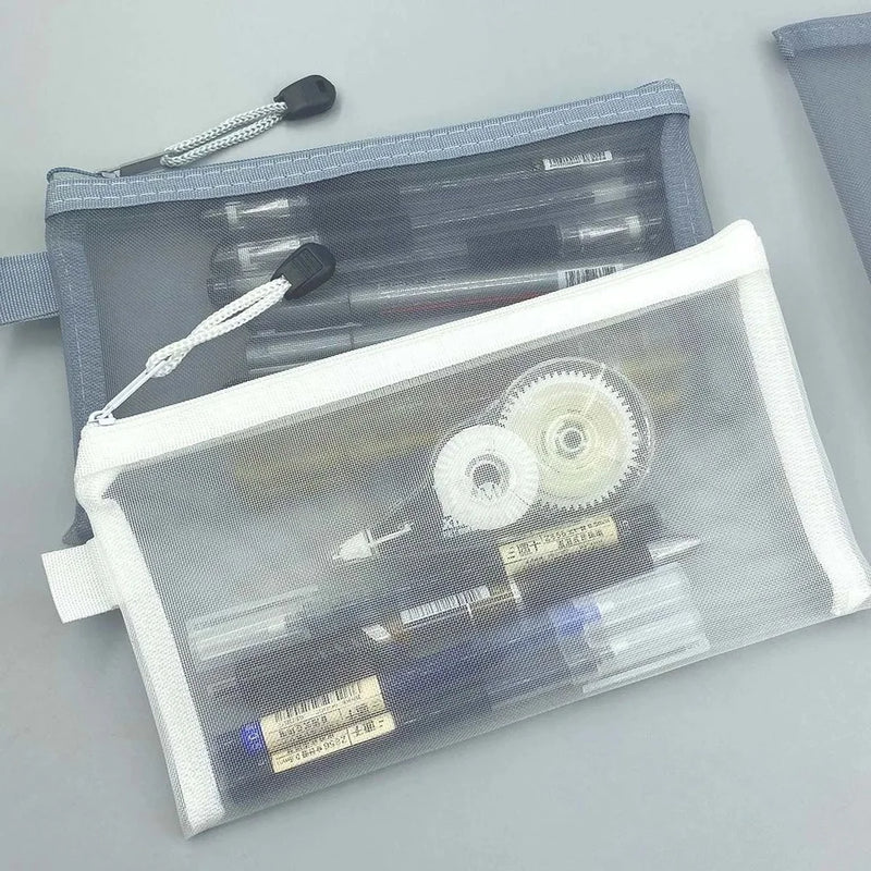 Transparent Mesh Pencil Case Large Capacity Storage Bag For School Supplies