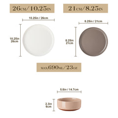 MALACASA TARA Curved Edge Sesame Glaze Stoneware Plates Set
