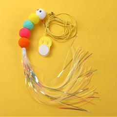 Pet Cat Toy Elastic Rope Dragonfly Shape Feather Bell Teasing Stick