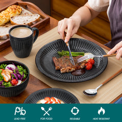 Vancasso Ceramic Plates Set Black Elegant Tableware set