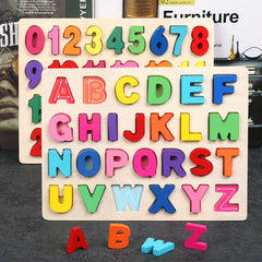 Montessori Wooden Puzzle 3D Alphabet Letters Number Matching Game Baby Kids Toys Education Learning Toy for Children 2 to 4 Year