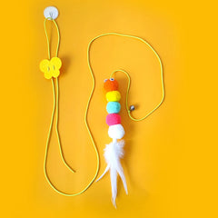 Pet Cat Toy Elastic Rope Dragonfly Shape Feather Bell Teasing Stick