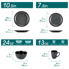 Vancasso Ceramic Plates Set Black Elegant Tableware set