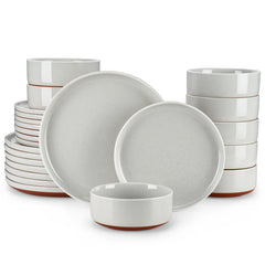 MALACASA TARA Curved Edge Sesame Glaze Stoneware Plates Set
