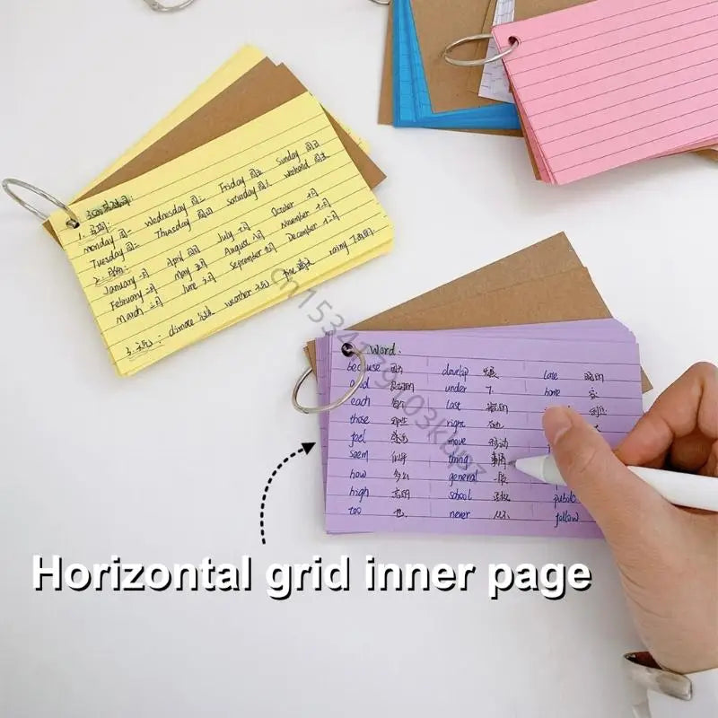 Lined Index Cards Colored Flash Cards with Binding Rings