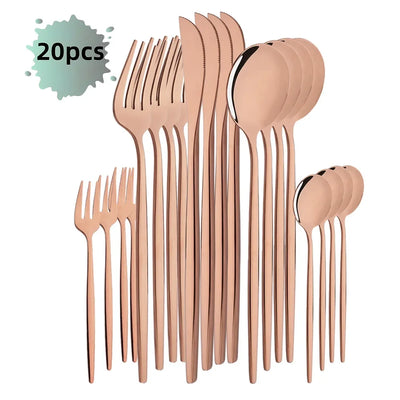 20Pcs Rose Gold Cutlery Set