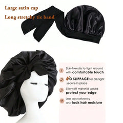 Satin Hair Bonnet With Tie Band