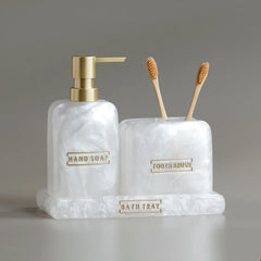 Bathroom Accessories White Pearl Countertop Accessory Set