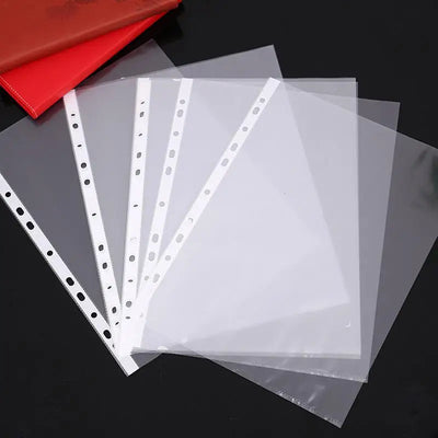 100pcs A4 Sheet Protectors 11holes Transparent Plastic Organizer