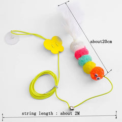 Pet Cat Toy Elastic Rope Dragonfly Shape Feather Bell Teasing Stick