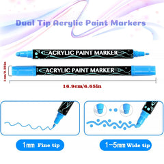 12/24/36/48 Colors Dual Tip Acrylic Paint Pens Markers  for Wood Canvas Stone Rock Painting Glass Ceramic Surfaces DIY Crafts