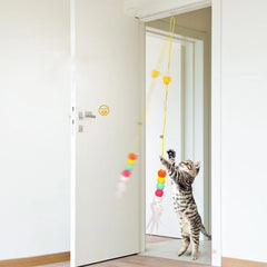Pet Cat Toy Elastic Rope Dragonfly Shape Feather Bell Teasing Stick