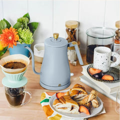 1-Liter Electric Gooseneck Kettle 1200 W, Cornflower Blue by Drew Barrymore