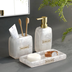 Bathroom Accessories White Pearl Countertop Accessory Set