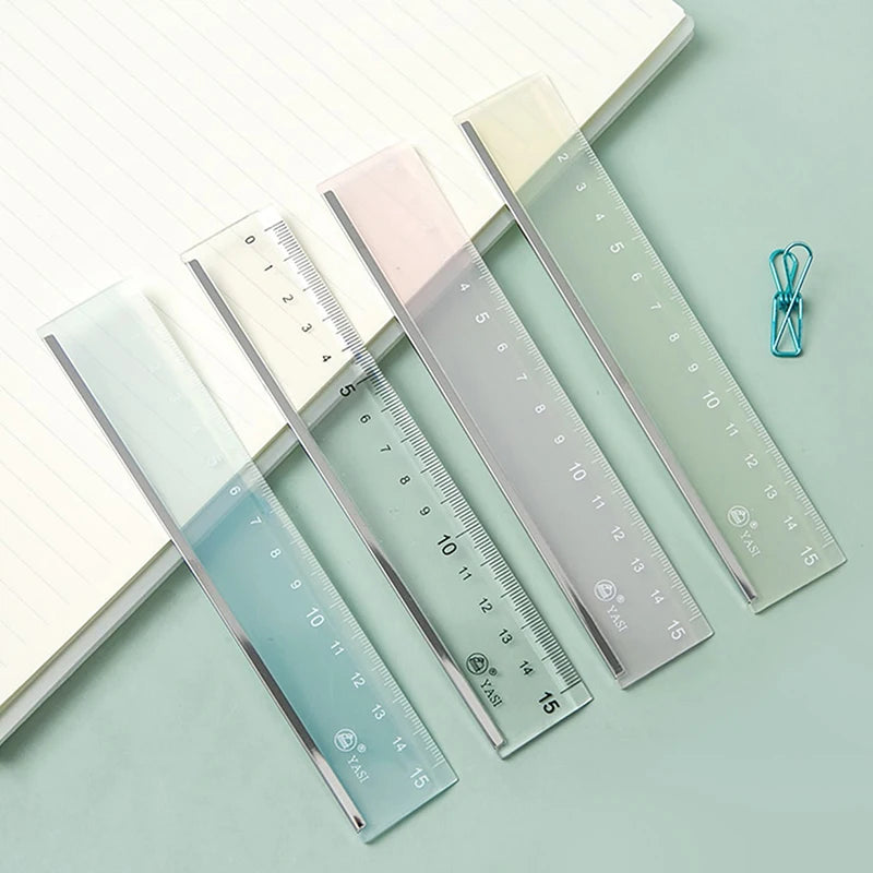 1PC 15cm Straight Ruler Transparent Plastic Ruler Drawing Tool Desk Accessories Student Stationery