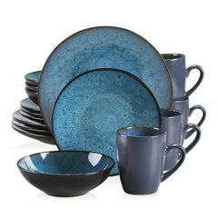 VANCASSO BUBBLE Tableware Set Vintage Ceramic Blue/Brown Stoneware